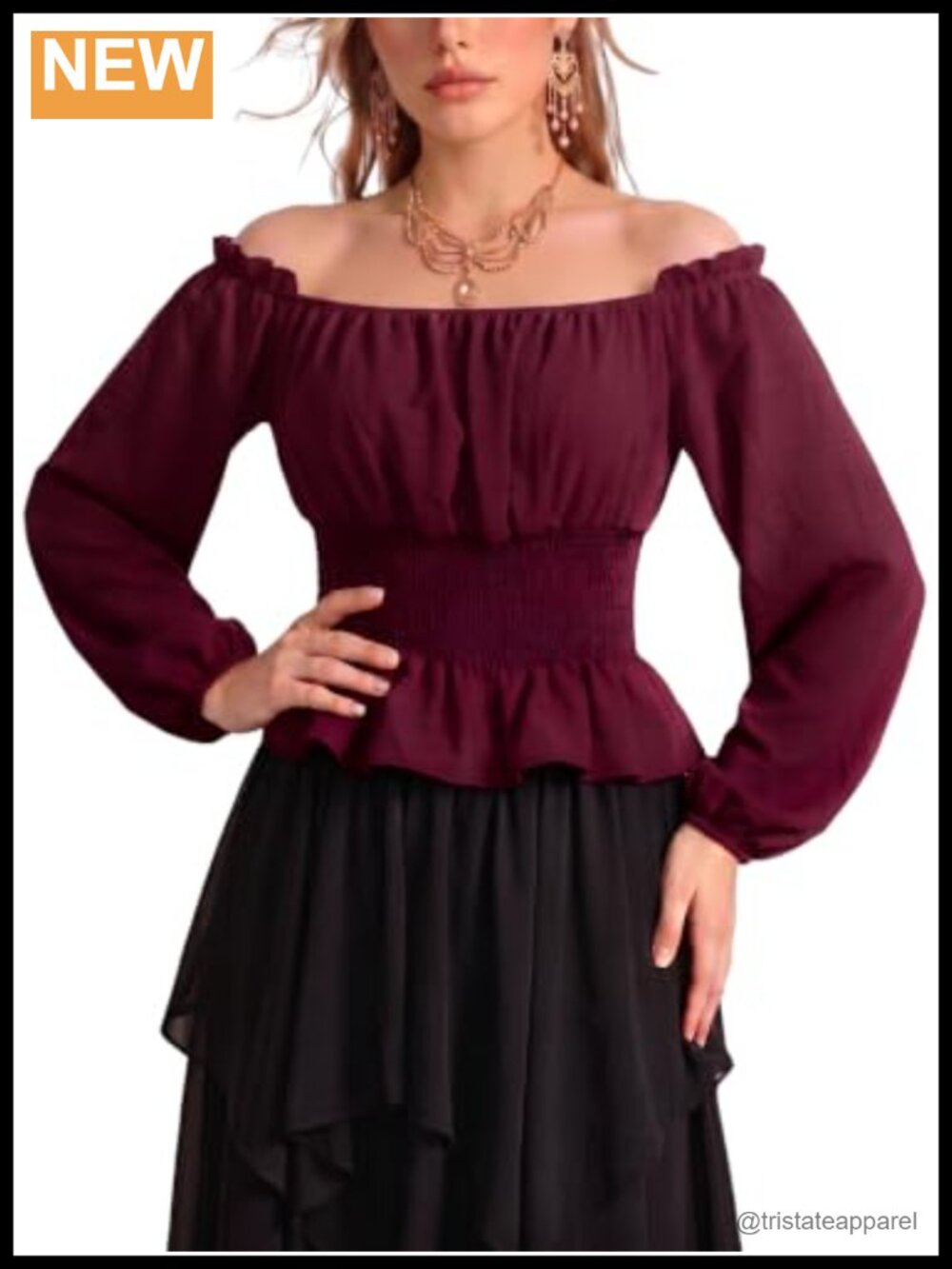Renaissance Peasant Blouse Puff Sleeve Off Shoulder Cosplay Top